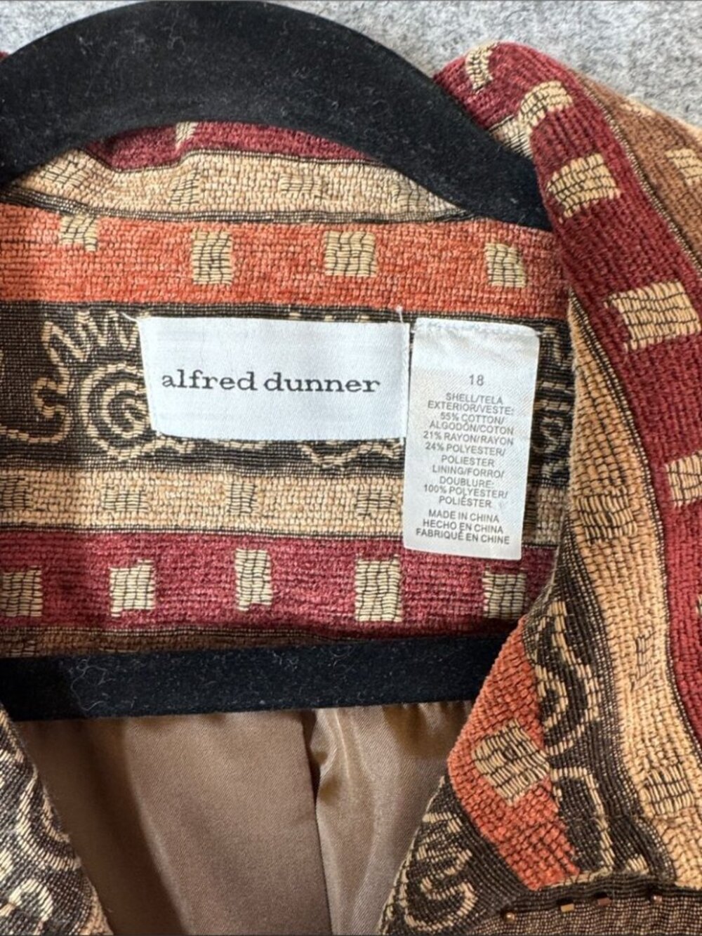 Alfred Dunner Tapestry Jacket Stripe Boho Southwestern Size 18 Chic Festival - Picture 7 of 16